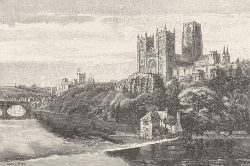 DURHAM. Durham Cathedral and Castle 1901 old antique vintage print picture